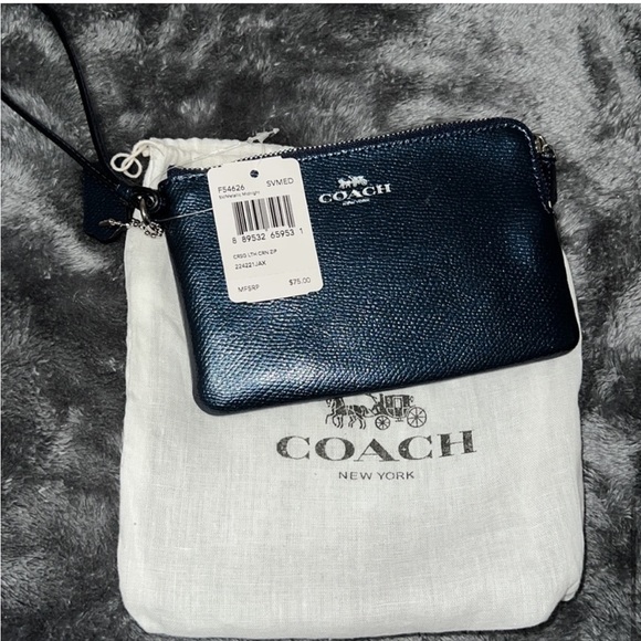 BRAND NEW COACH blue metallic wristlet (NWT) - Picture 7 of 9